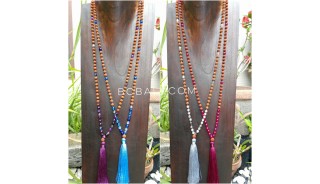 free shipping 50 pieces rudraksha necklace tassels with stone